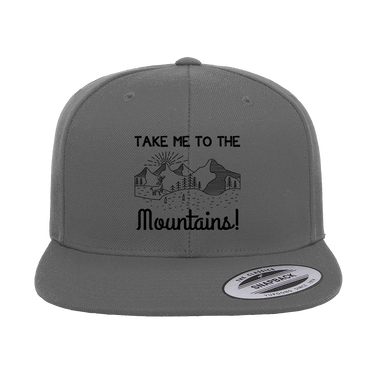 Hiking Take Me To The Mountains Embroidered Flat Bill Cap